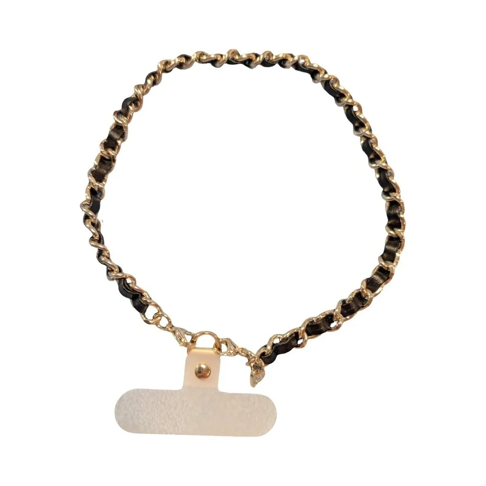 B9-P VELVET CAVIAR - Phone Charm‎ Wristlet - Black Leather/Silver ⬇️